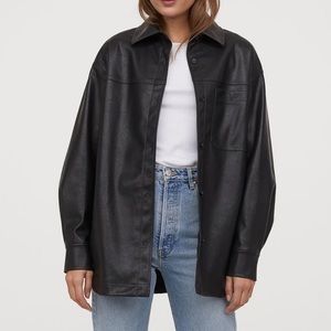 H&M faux leather oversized shirt jacket